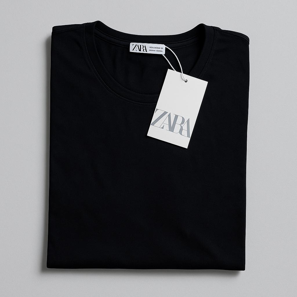 Camiseta Grife Básica Preta Padrão Zara Confort Malha Alta Tecnologia