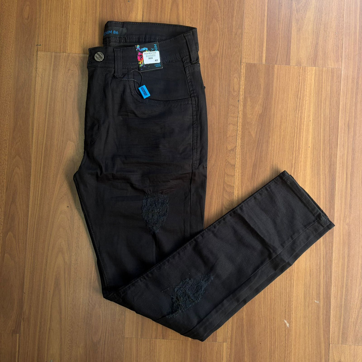 Calça Jeans Jogador Preta Rasgada City Denim
