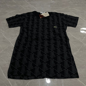 Camiseta Grife Lacoste Preta com detalhes Cruzados