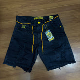 Bermuda Jeans Jogador Qr Code Grafite Azulado com Cordão Amarelo