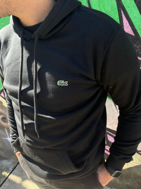 Blusa Moletom com Capuz Lacoste Básica Preta