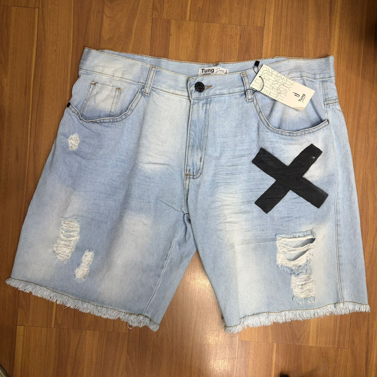 Bermuda Jeans Jogador Tung Clara X Destroyed