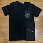 Camiseta Premium Prada Preta Com Bolso Couro