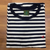 Camiseta Básica Listrada Brooksfield Preta e Branca