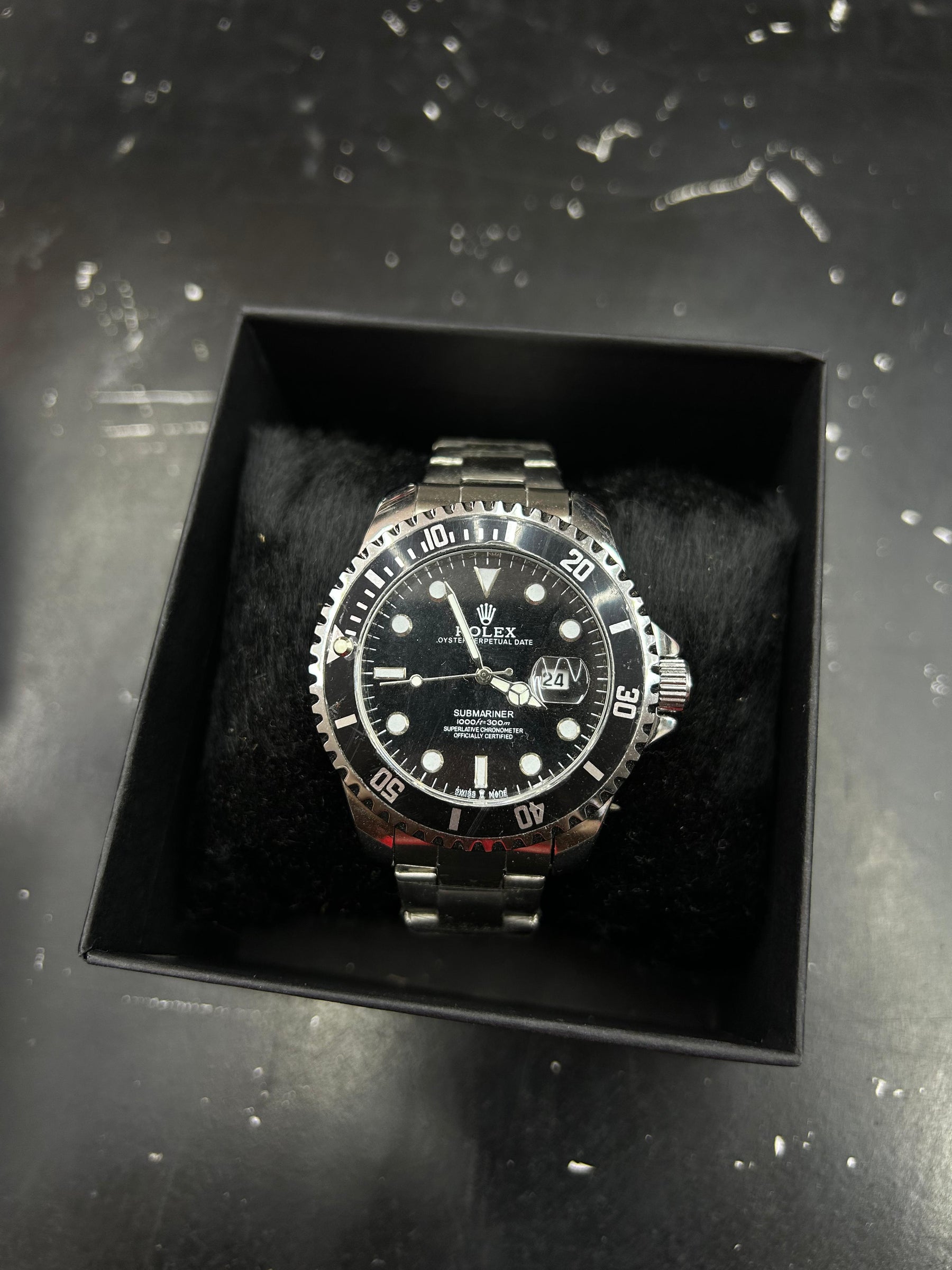 Relógio Rolex Submariner Style Subaquático Prata Preto