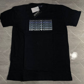 Camiseta Grife Armani Preta com monogram azul