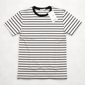 Camiseta Grife Zara Off-White Listrada Clássica Gola Preta