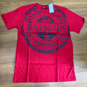 Camiseta Premium Balmain Paris Vermelho Estampada