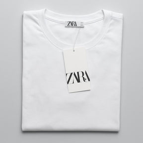 Camiseta Grife Básica Branca Padrão Zara Confort Malha Alta Tecnologia