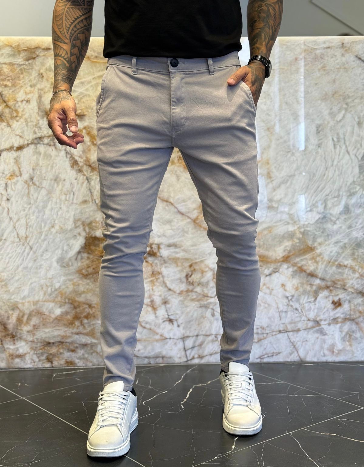 Calça Jeans Jogador Alfaiataria Slim Smoke