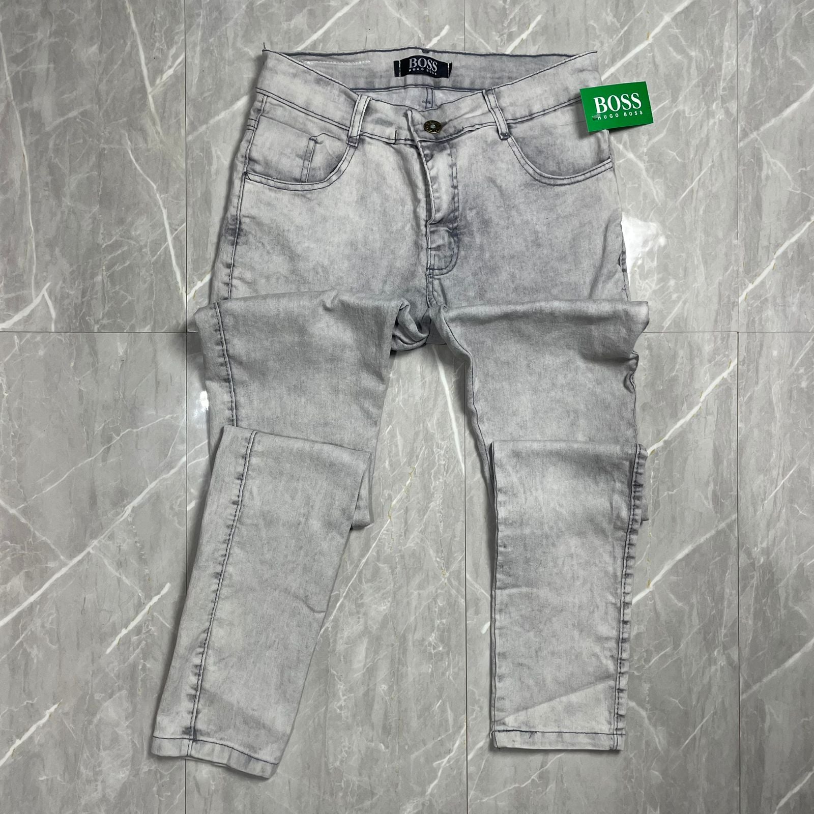 Calça Jeans Básica Branca Acinzentado Boss