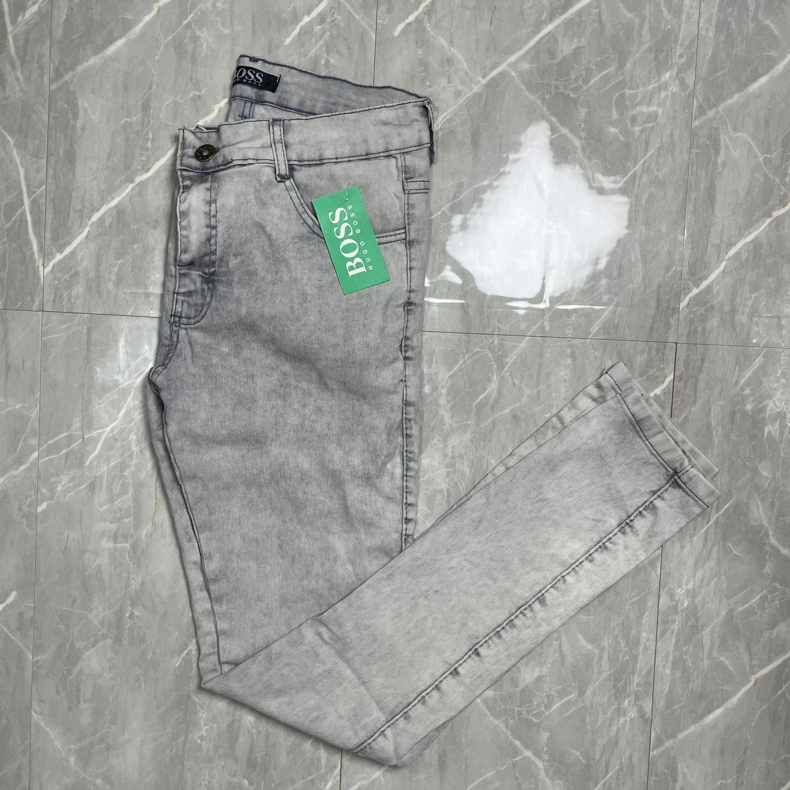 Calça Jeans Básica Branca Acinzentado Boss