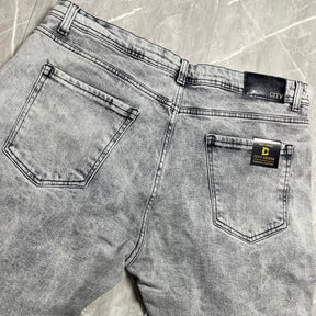 Calça Jeans Jogador Destroyed City Denim Cinza Claro