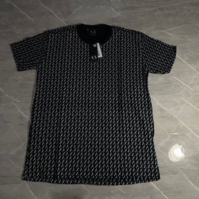 Camiseta Grife Armani AX Preta com monogram Branco
