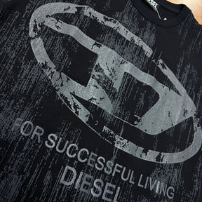 Camiseta Premium Diesel Preta Grafite Estampa Alto Relevo