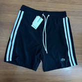 Shorts Grife Lacoste Preto com Listra Lateral Branca