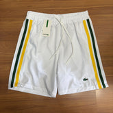 Shorts Grife Lacoste Branco com Listra Lateral Verde/Amarelo