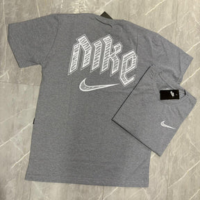 Camiseta Grife NIKE Cinza Mescla com Swoosh Branco Bordado