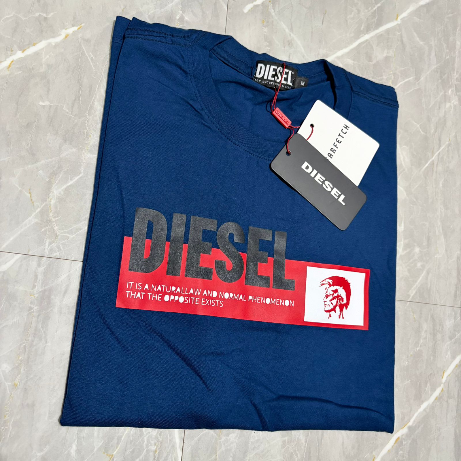 Camiseta Diesel Azul Marinho com Estampa Statement