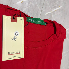 Camiseta Grife BROOKSFIELD Vermelha com Pássaro Bordado Tonal