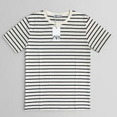 Camiseta Grife ZARA Off-White Listrada Clássica Estilo Breton