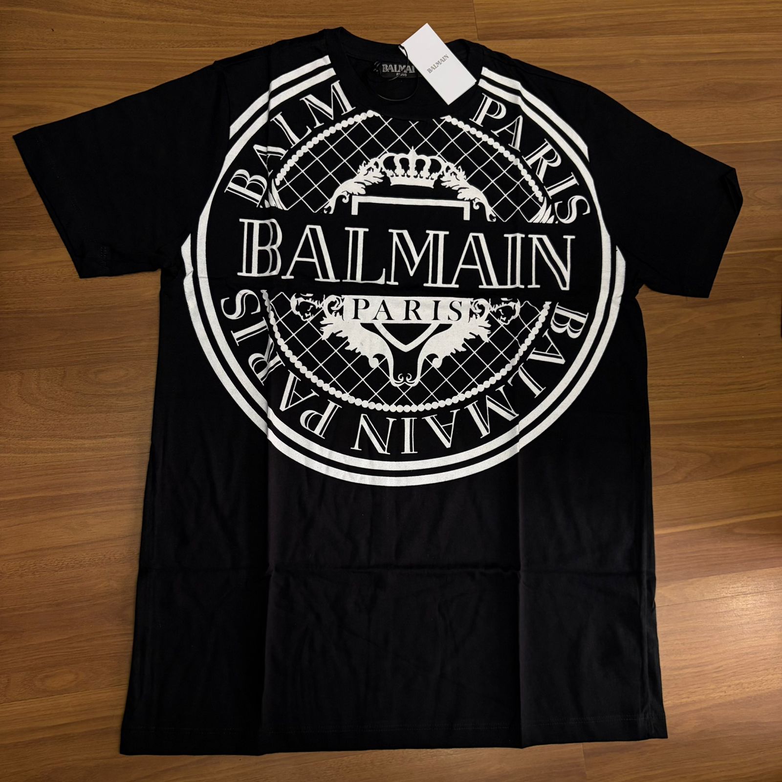 Camiseta Premium Balmain Paris Preta Estampada