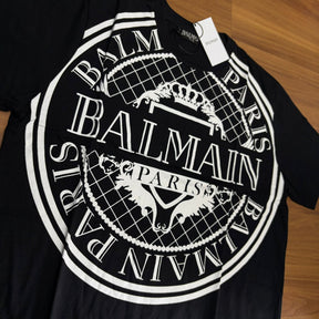 Camiseta Premium Balmain Paris Preta Estampada
