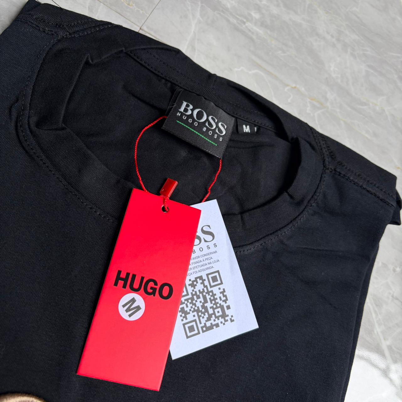 Camiseta Grife Hugo Boss Bordado Preta