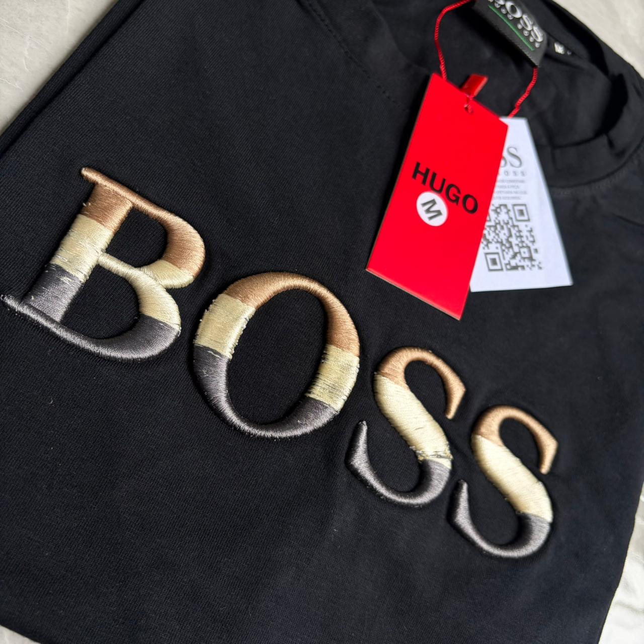 Camiseta Grife Hugo Boss Bordado Preta