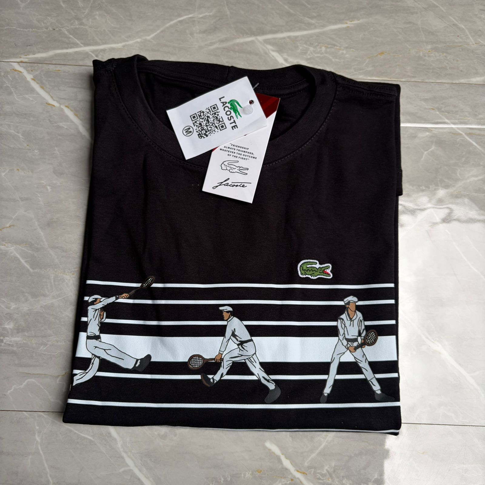 Camiseta Grife Lacoste Tennis X Novak Djokovic Preta com Branco