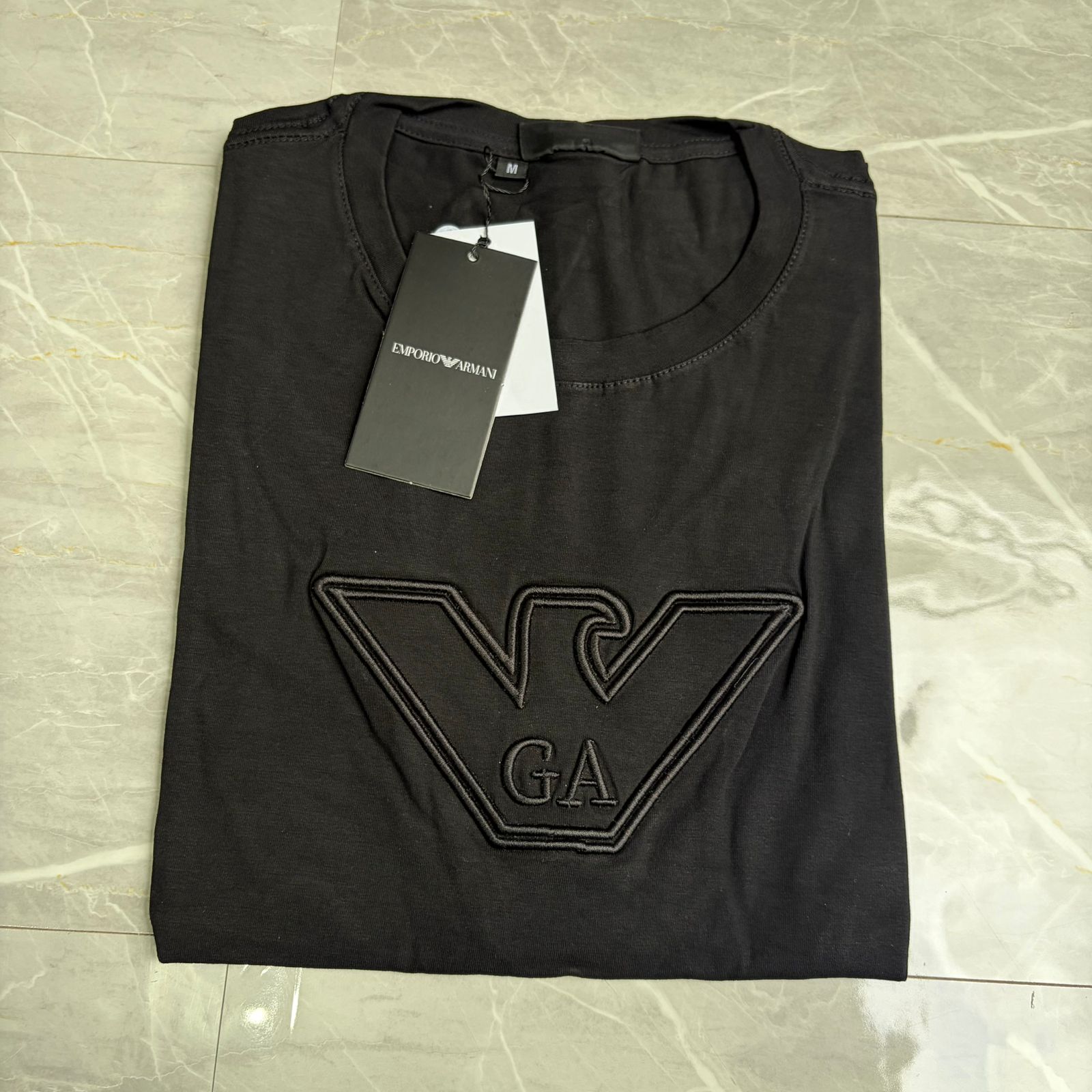 Camiseta Grife Giorgi Armani Águia Bordado Preta
