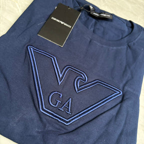 Camiseta Grife Giorgi Armani Águia Bordado Azul Marinho