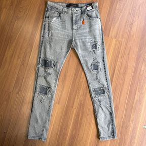 Calça Jeans Jogador Cinza Grafite Rasgada City Denim