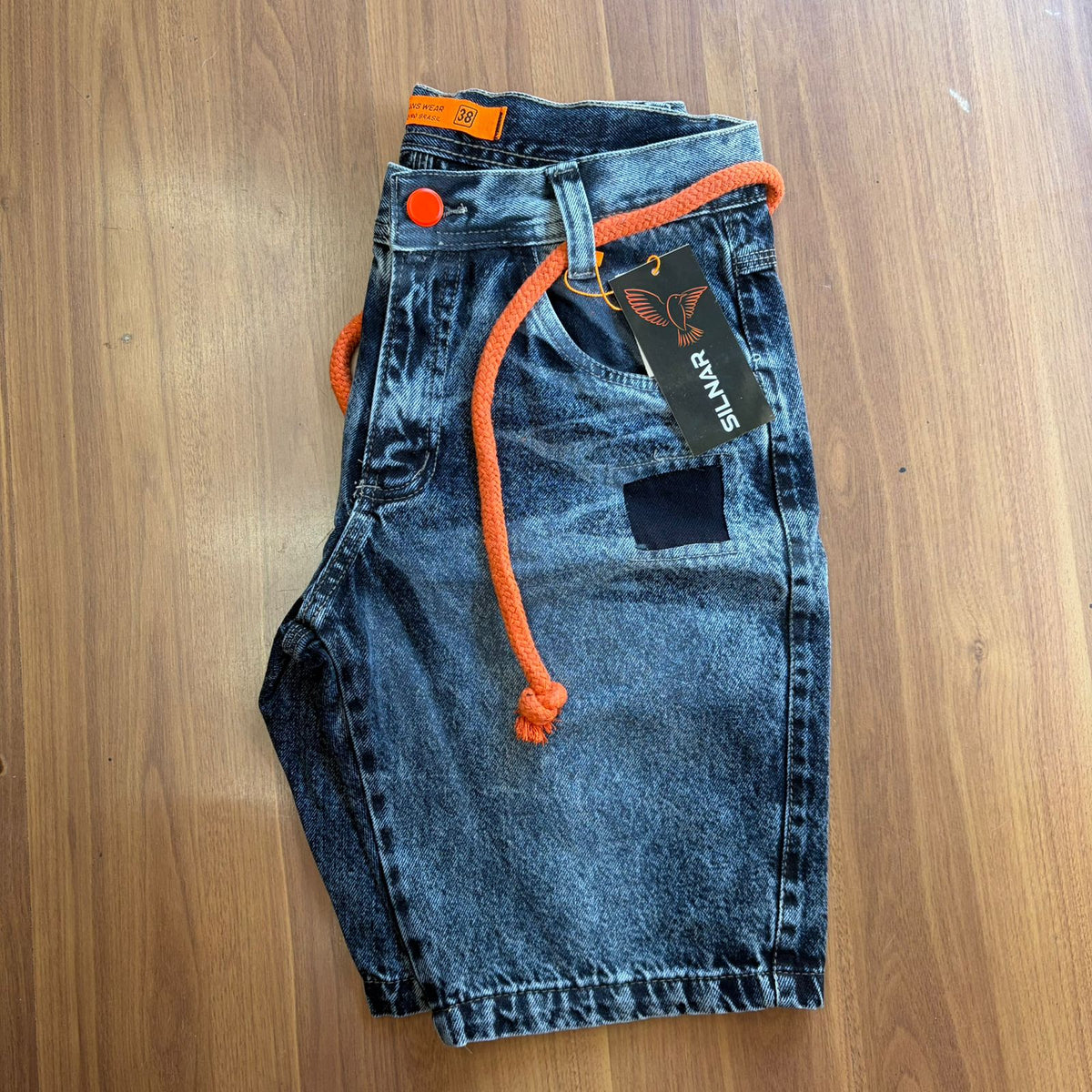 Bermuda Jeans Jogador C/ cordão Laranja Silnar