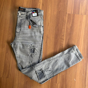 Calça Jeans Jogador Cinza Grafite Rasgada City Denim