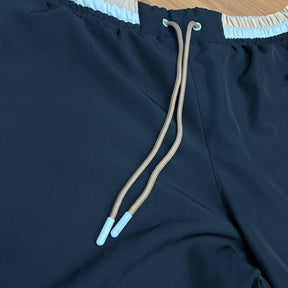 Shorts Grife BOSS Preto de Banho/Praia com Cós Listrado Contraste e Secagem Rápida